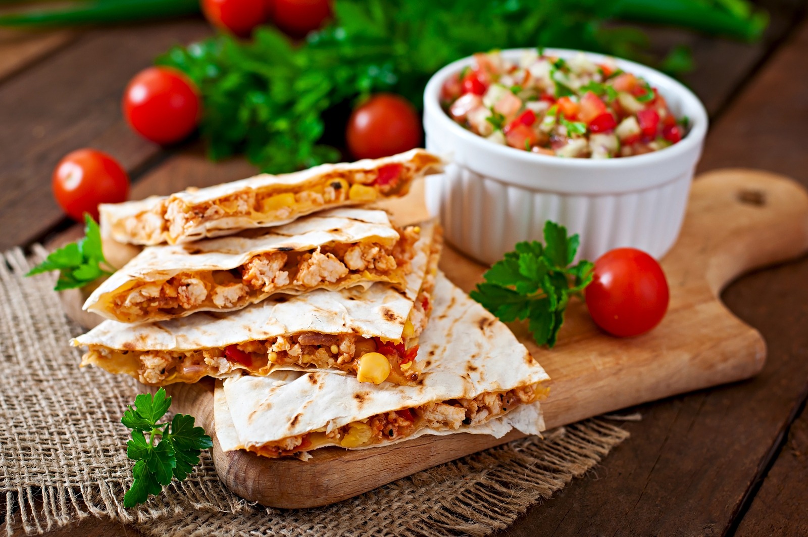 Mexican quesadilla wrap with chicken